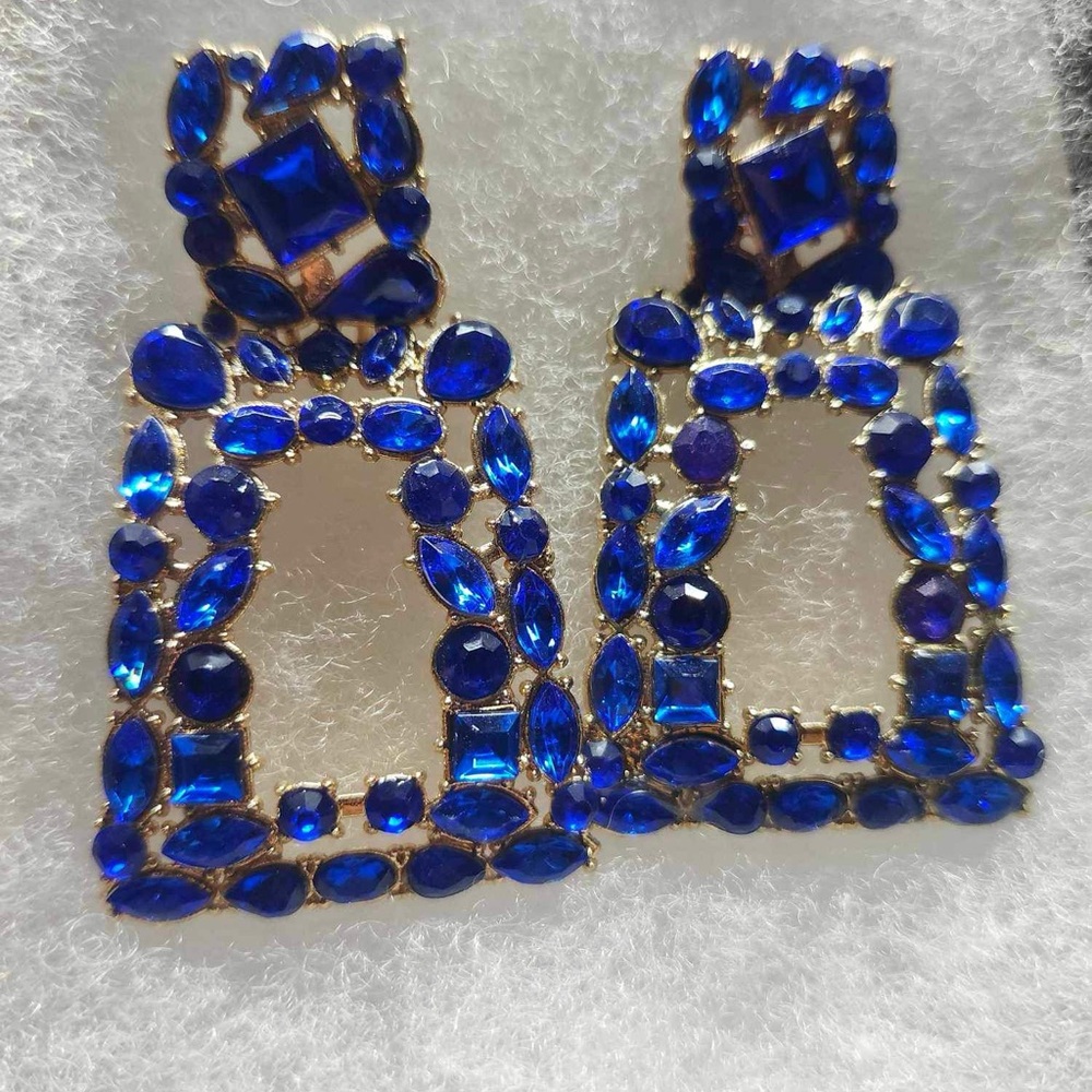 Rhinestone Rectangle Dangle Earring